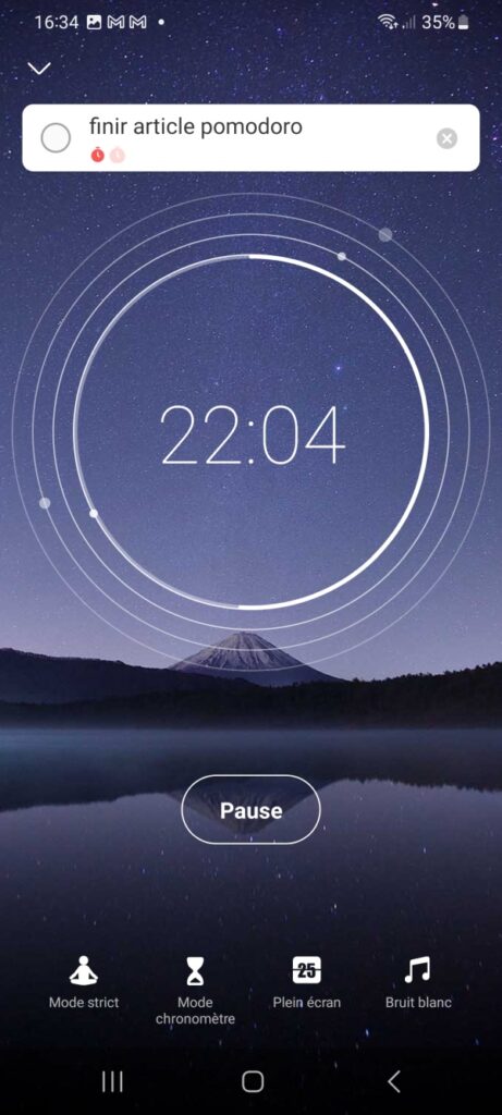Méthode Pomodoro :  app timer Focus To Do  running